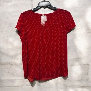 Nadine West Elegant Red Polka Dot Blouse!